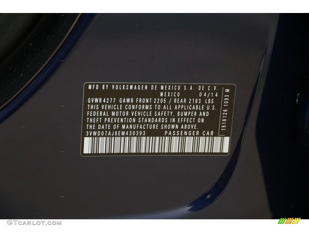 2014 Jetta SE Sedan - Tempest Blue Metallic / Cornsilk Beige photo #18