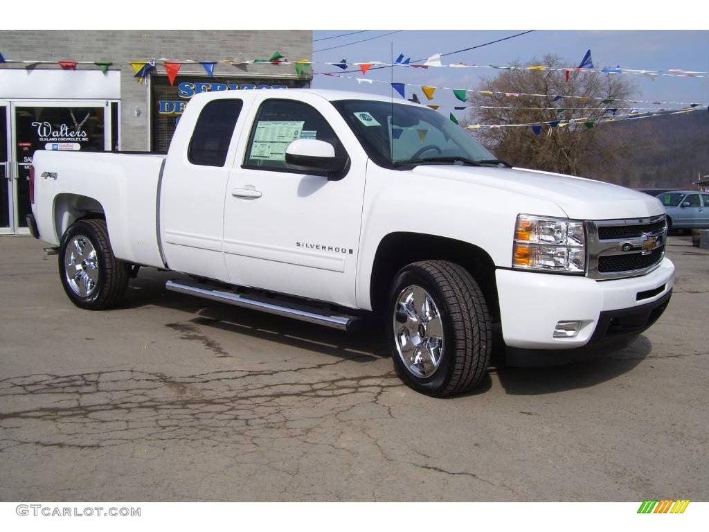 2009 Silverado 1500 LTZ Extended Cab 4x4 - Summit White / Light Titanium photo #3