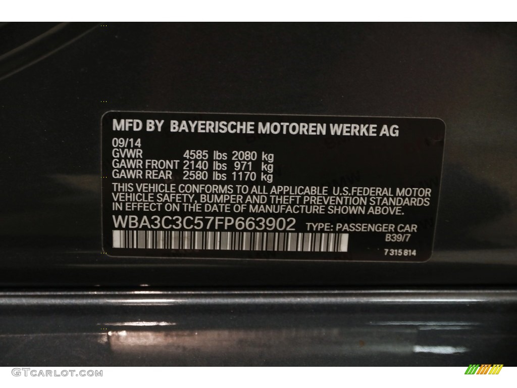 2015 3 Series 320i xDrive Sedan - Mineral Grey Metallic / Black photo #22