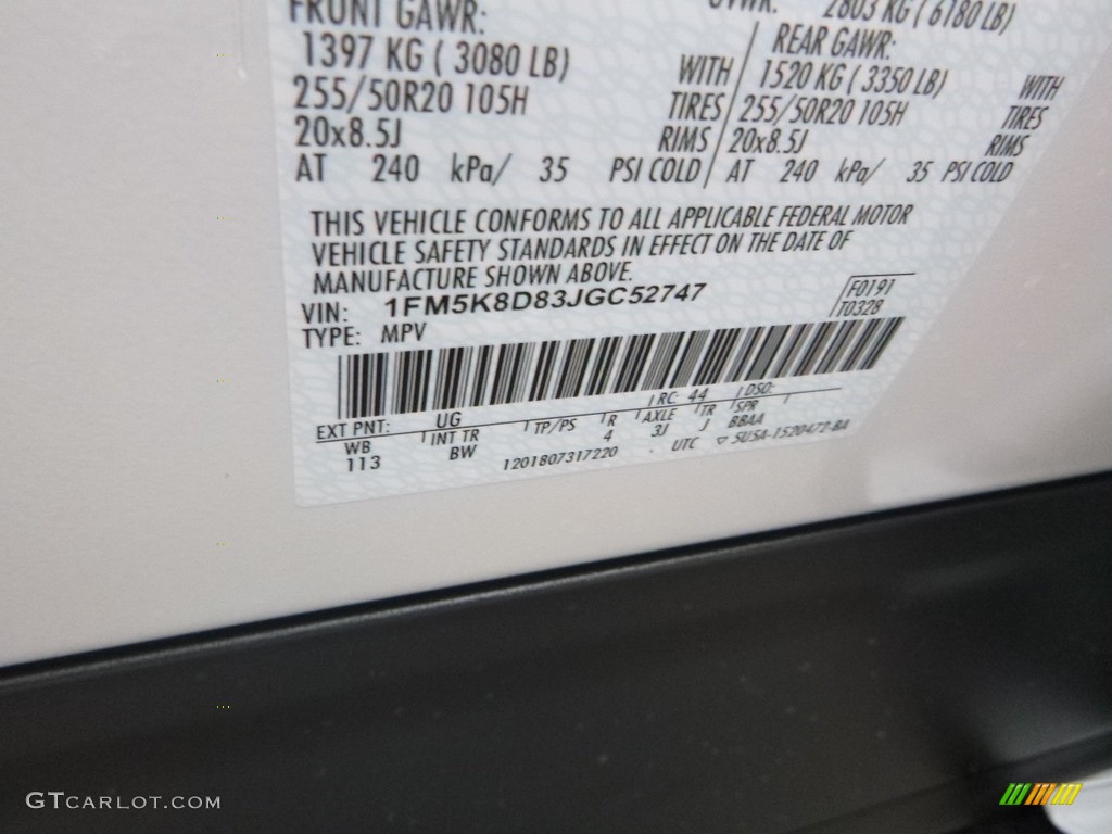 2018 Explorer XLT 4WD - White Platinum / Ebony Black photo #11