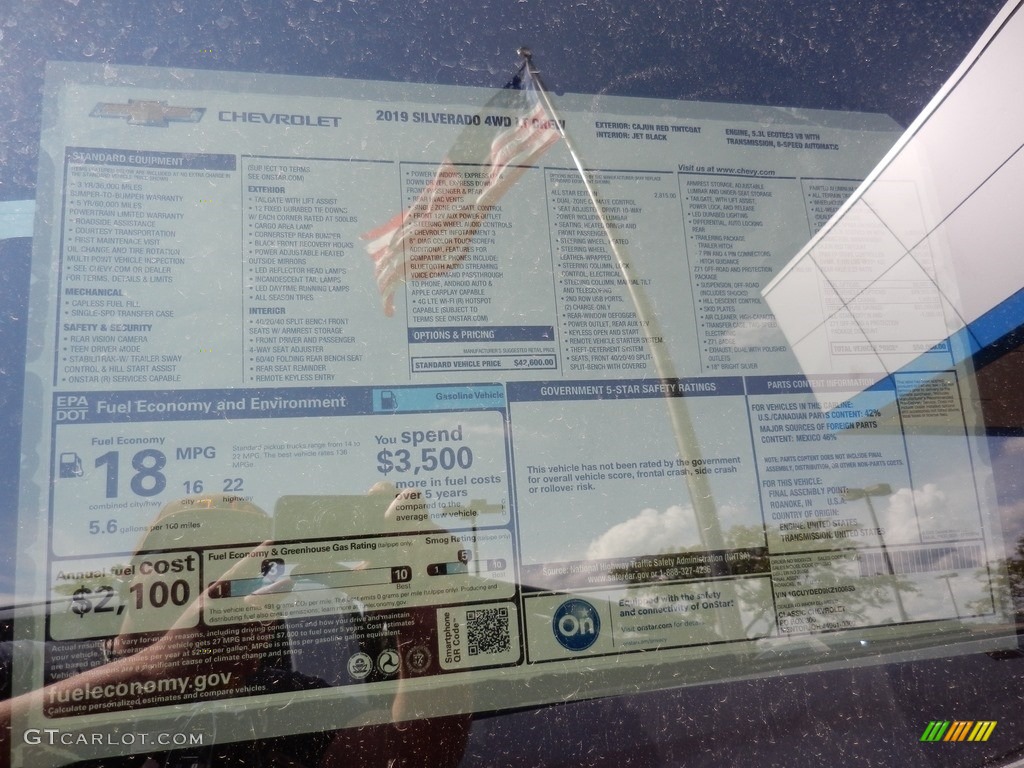2019 Chevrolet Silverado 1500 LT Crew Cab 4WD Window Sticker Photo #128808831