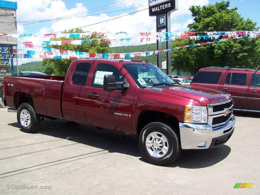 2009 Silverado 2500HD LT Extended Cab 4x4 - Deep Ruby Metallic / Ebony photo #2