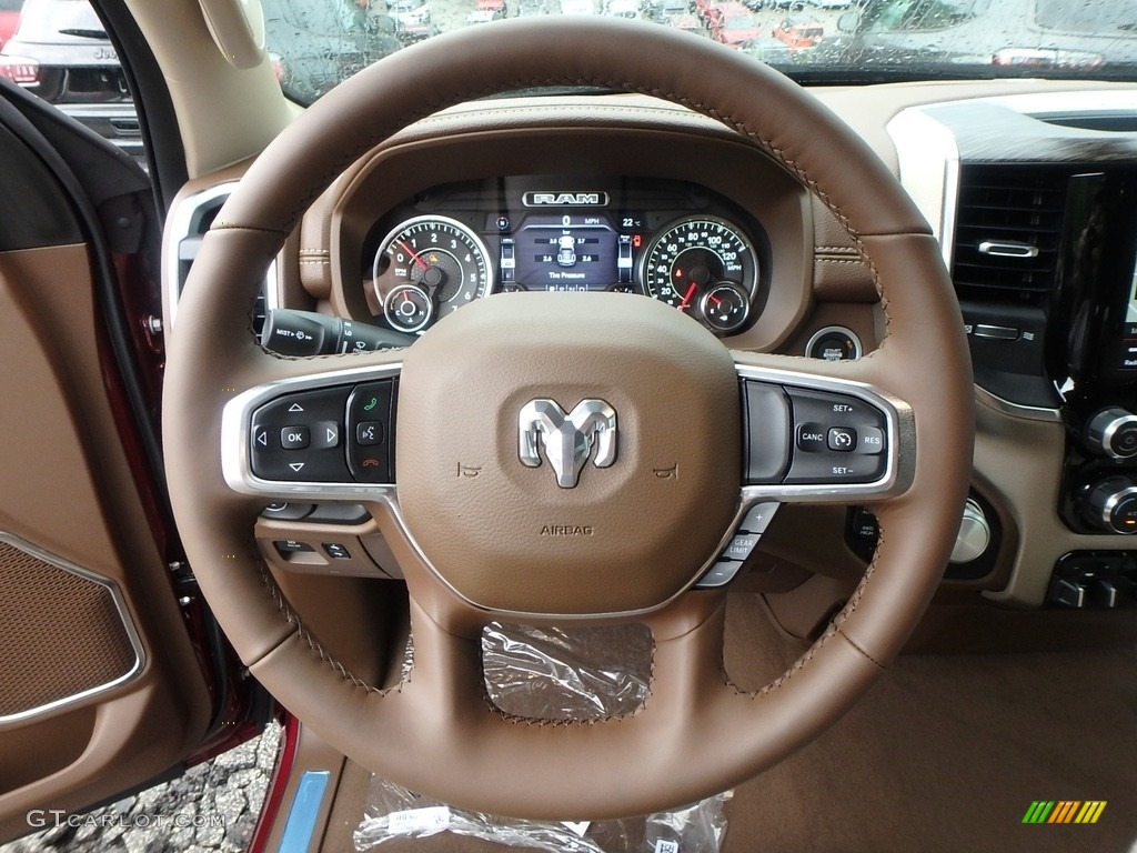 2019 1500 Laramie Crew Cab 4x4 - Delmonico Red Pearl / Mountain Brown/Light Frost Beige photo #19