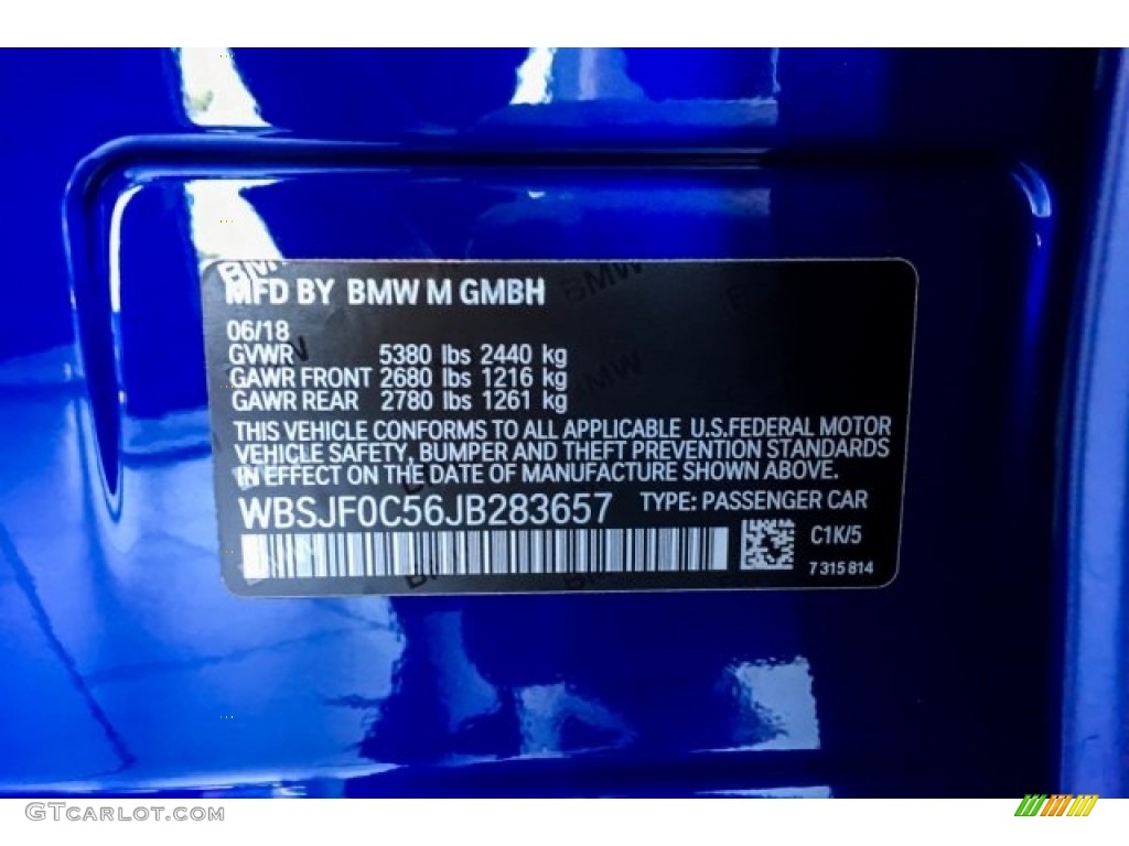 2018 M5 Color Code C1K for Marina Bay Blue Metallic Photo #128838168