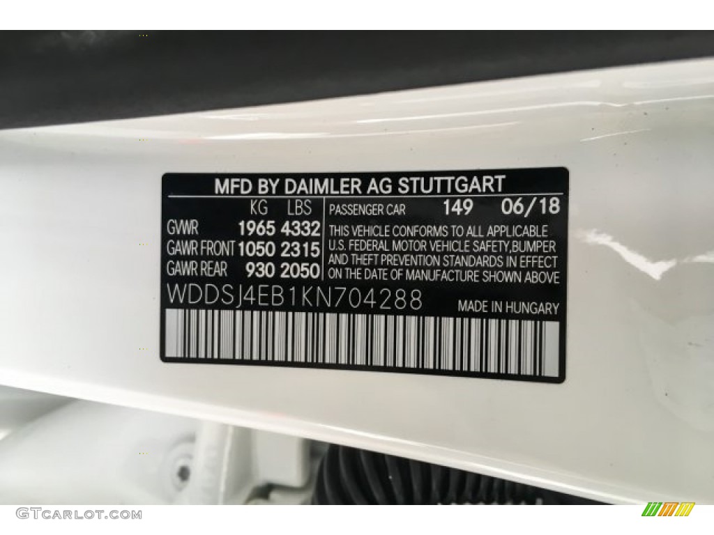 2019 CLA Color Code 149 for Polar White Photo #128846868