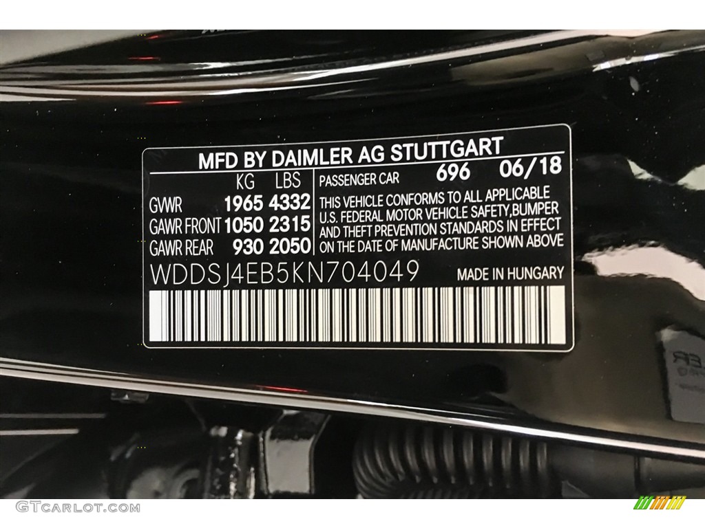 2019 CLA Color Code 696 for Night Black Photo #128847168