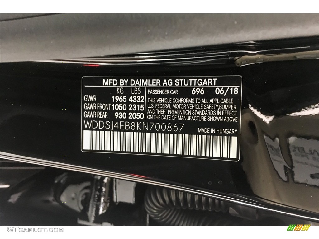 2019 CLA Color Code 696 for Night Black Photo #128847471