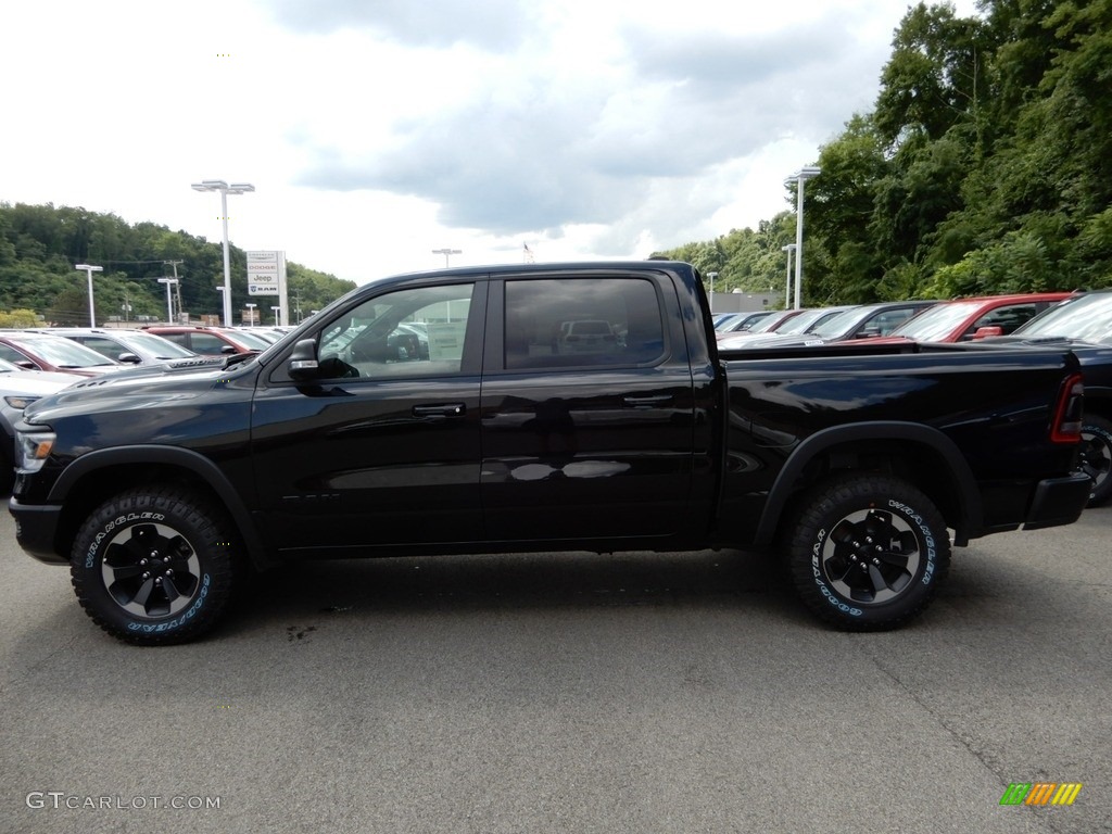 2019 1500 Rebel Crew Cab 4x4 - Diamond Black Crystal Pearl / Black/Red photo #2