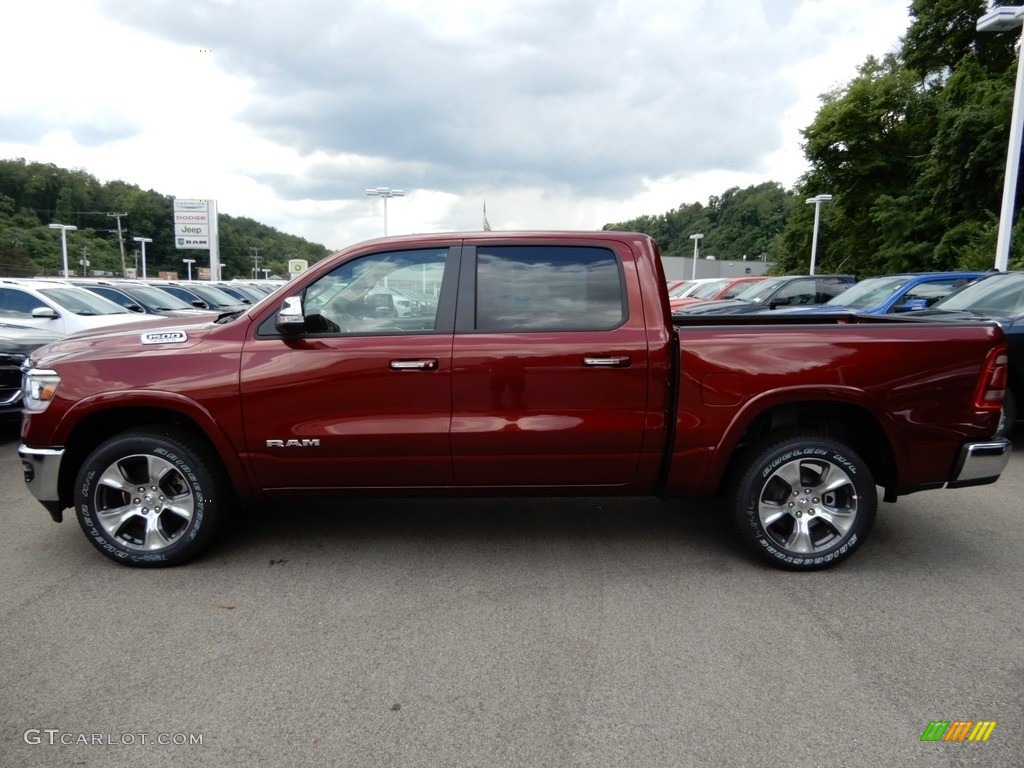 2019 1500 Laramie Crew Cab 4x4 - Delmonico Red Pearl / Mountain Brown/Light Frost Beige photo #2