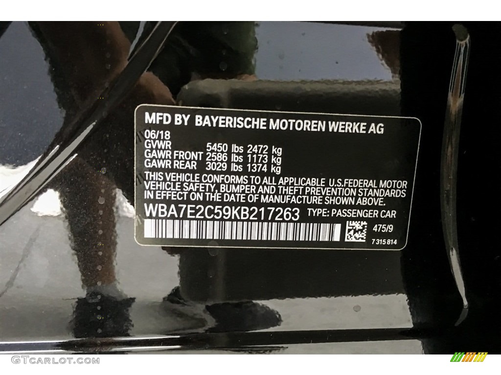 2019 7 Series Color Code 475 for Black Sapphire Metallic Photo #128863737