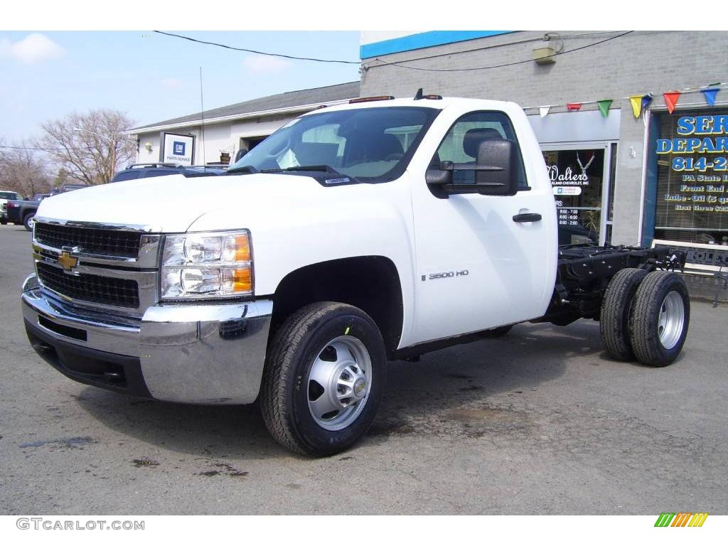 2009 Silverado 3500HD Work Truck Regular Cab 4x4 Chassis - Summit White / Dark Titanium photo #1