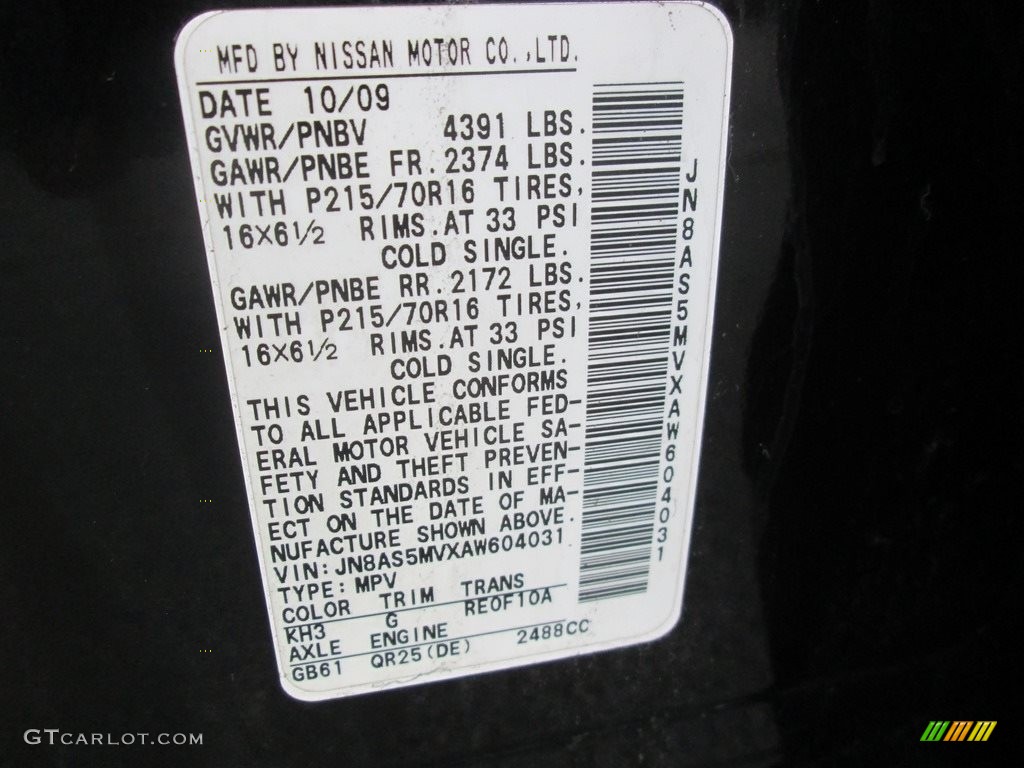 2010 Rogue S AWD - Wicked Black / Black photo #28
