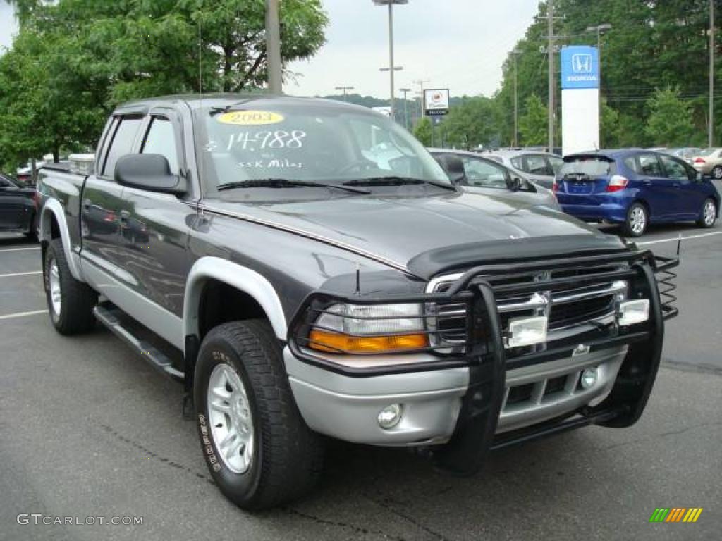 2003 Dakota SLT Quad Cab 4x4 - Graphite Metallic / Dark Slate Gray photo #5