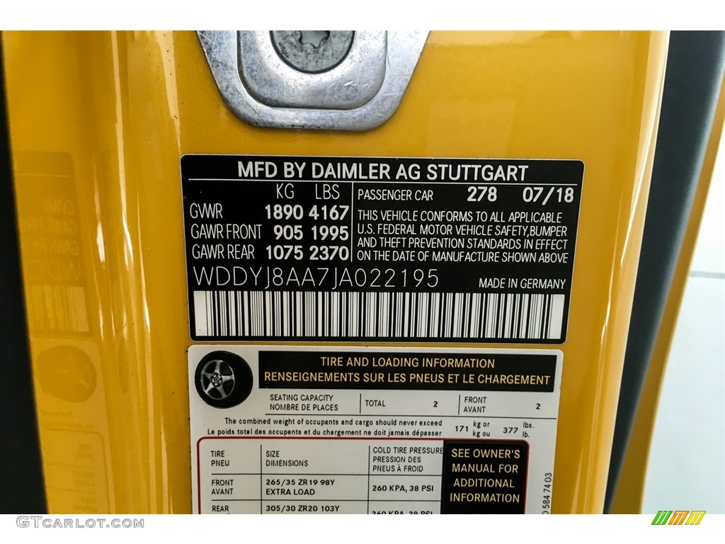 2018 AMG GT C Coupe - AMG Sunbeam Yellow / Black photo #23