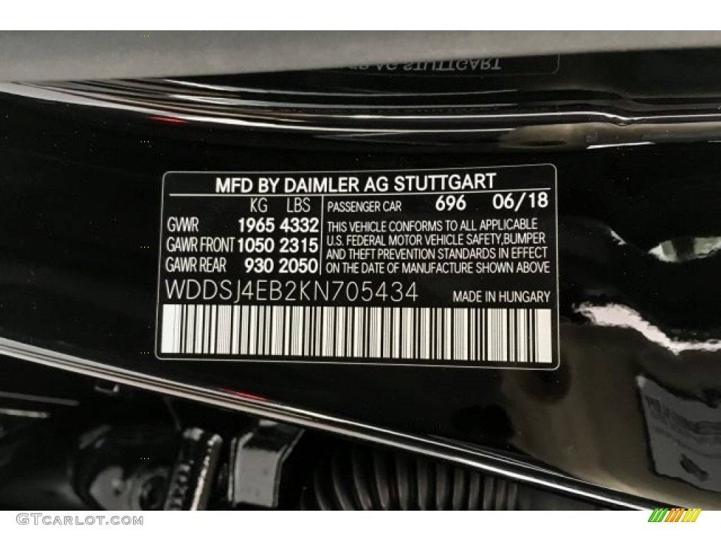 2019 CLA Color Code 696 for Night Black Photo #128892781