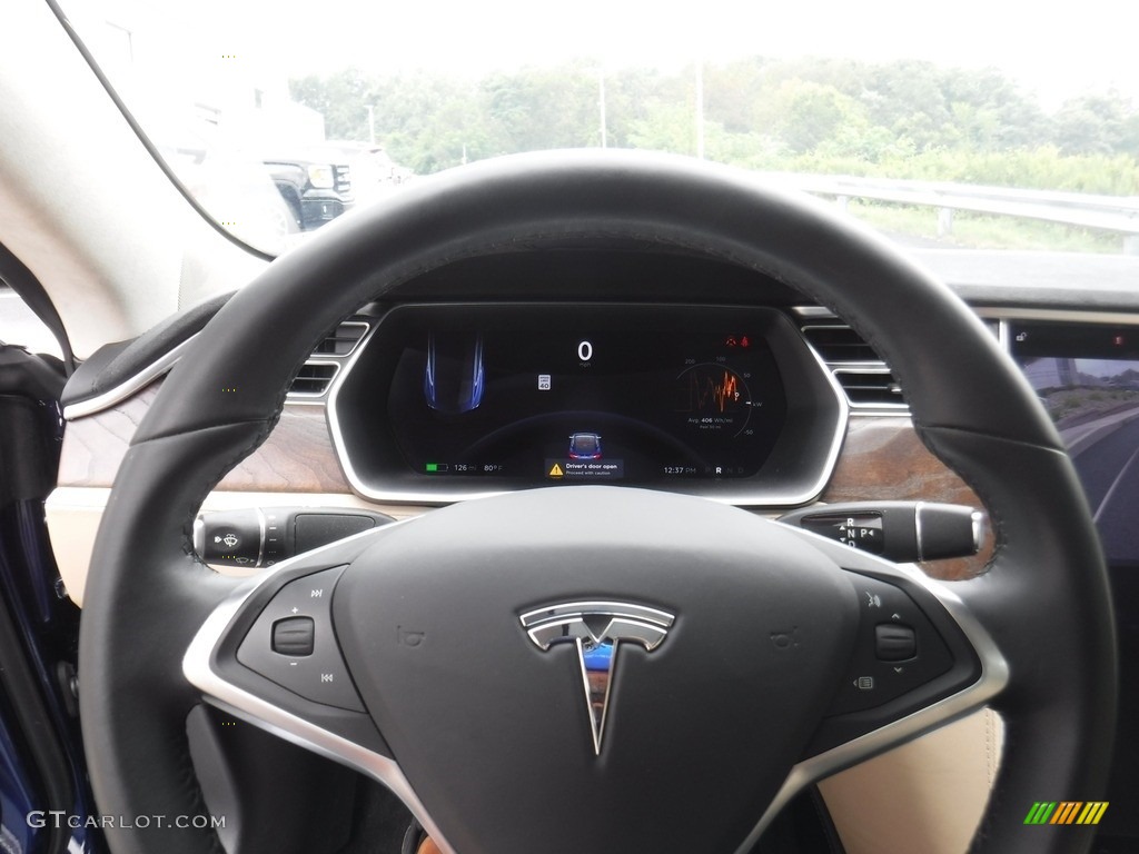 2017 Tesla Model S 75D Tan Steering Wheel Photo #128900203