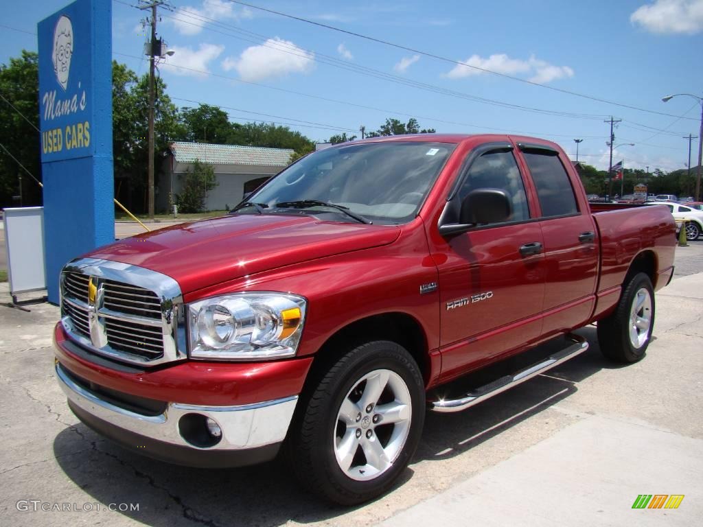 2007 Ram 1500 SLT Quad Cab - Inferno Red Crystal Pearl / Khaki Beige photo #4