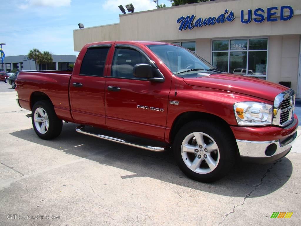 2007 Ram 1500 SLT Quad Cab - Inferno Red Crystal Pearl / Khaki Beige photo #8