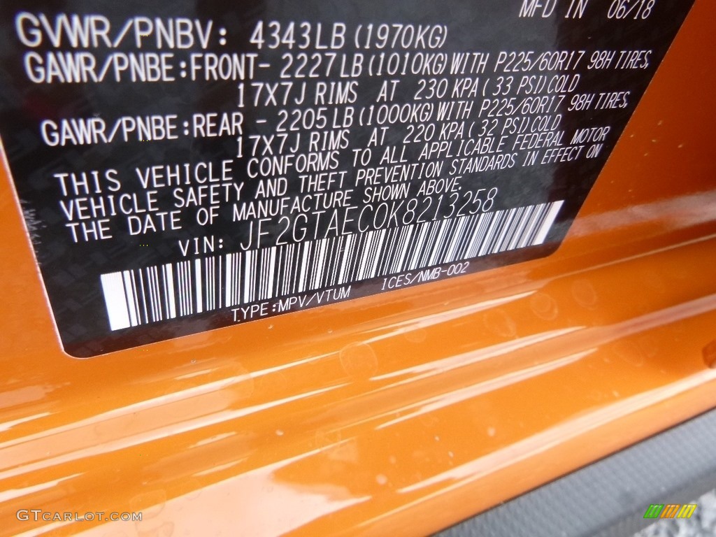 2019 Crosstrek 2.0i Premium - Sunshine Orange / Gray photo #15