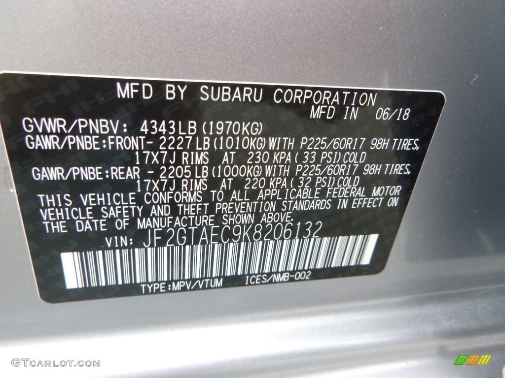 2019 Crosstrek 2.0i Premium - Ice Silver Metallic / Black photo #15