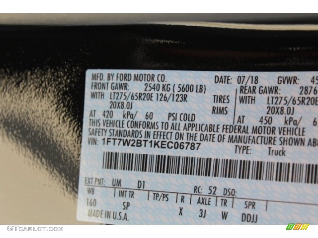 2019 F250 Super Duty Color Code UM for Agate Black Photo #128909179