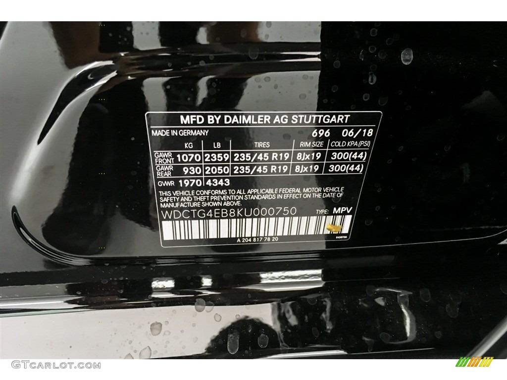2019 GLA Color Code 696 for Night Black Photo #128910343