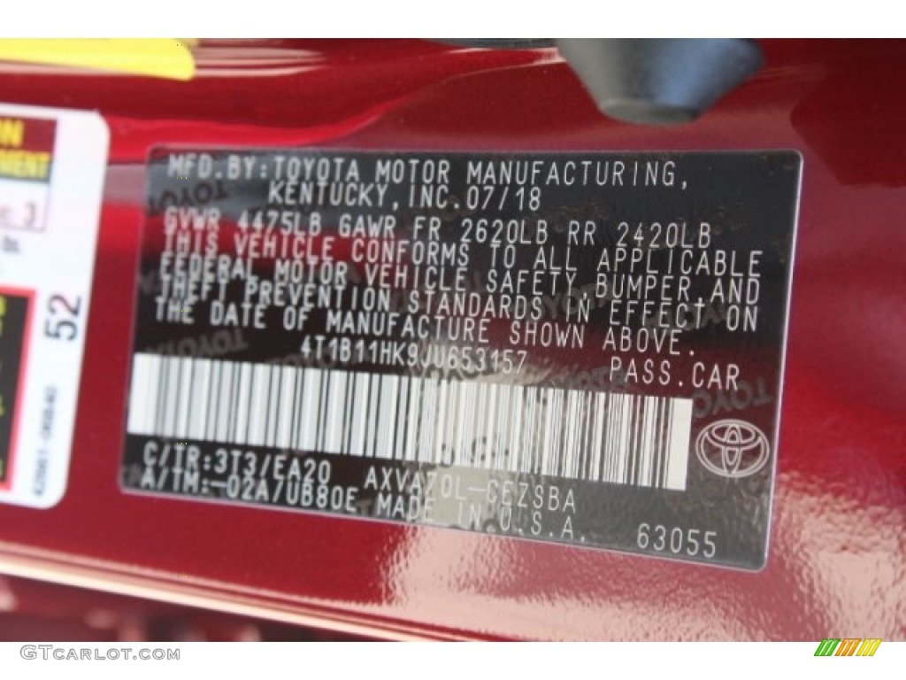 2018 Camry SE - Ruby Flare Pearl / Black photo #34