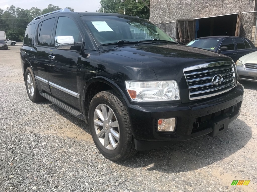 2008 QX 56 4WD - Liquid Onyx Black / Stone photo #9