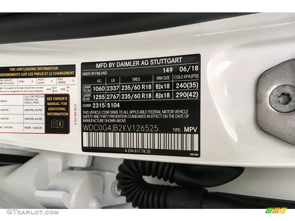 2019 GLC Color Code 149 for Polar White Photo #128943909