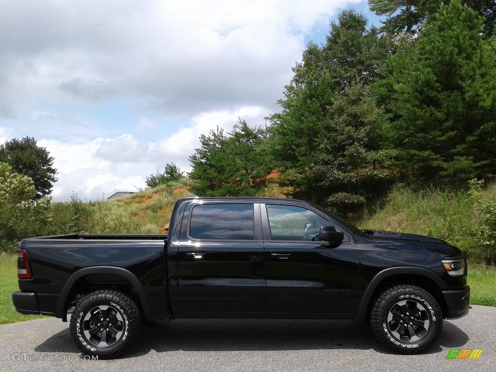 2019 1500 Rebel Crew Cab 4x4 - Diamond Black Crystal Pearl / Black/Red photo #5