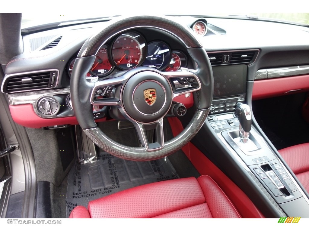 2017 Porsche 911 Turbo Coupe Black/Bordeaux Red Dashboard Photo #128958003