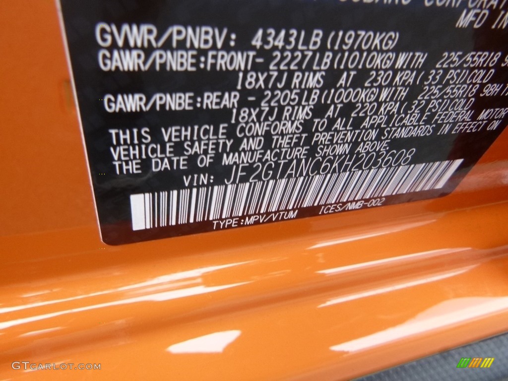 2019 Crosstrek 2.0i Limited - Sunshine Orange / Gray photo #16
