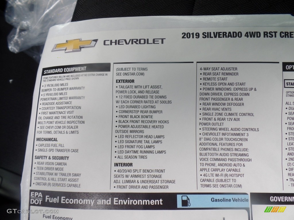 2019 Chevrolet Silverado 1500 RST Crew Cab 4WD Window Sticker Photo #128978161