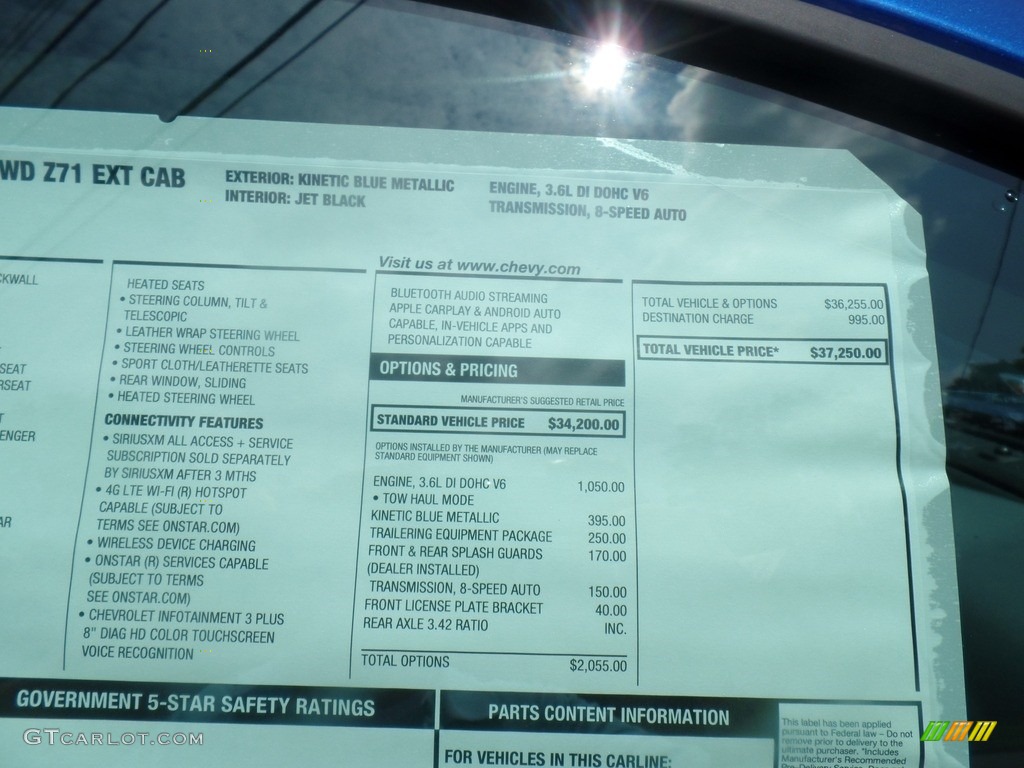 2019 Chevrolet Colorado Z71 Extended Cab 4x4 Window Sticker Photo #128980771