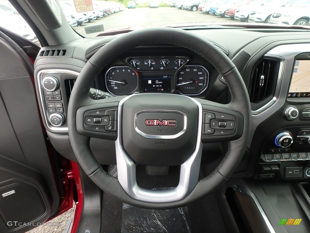 2019 GMC Sierra 1500 SLT Crew Cab 4WD Jet Black Steering Wheel Photo #128985400