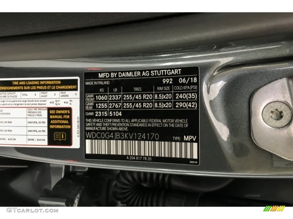 2019 GLC Color Code 992 for Selenite Grey Metallic Photo #129016029