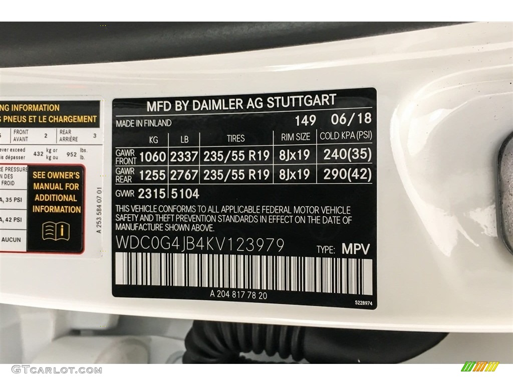 2019 GLC Color Code 149 for Polar White Photo #129016152