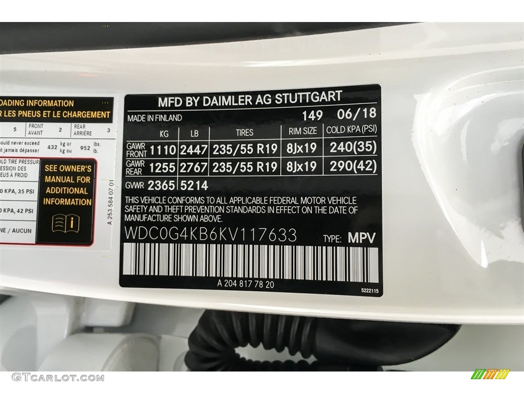 2019 GLC Color Code 149 for Polar White Photo #129033099