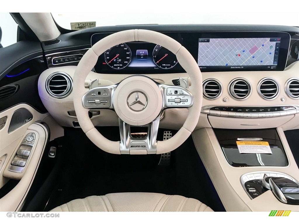 2018 Mercedes-Benz S AMG S63 Coupe designo Porcelain/Deep Sea Blue Dashboard Photo #129033471