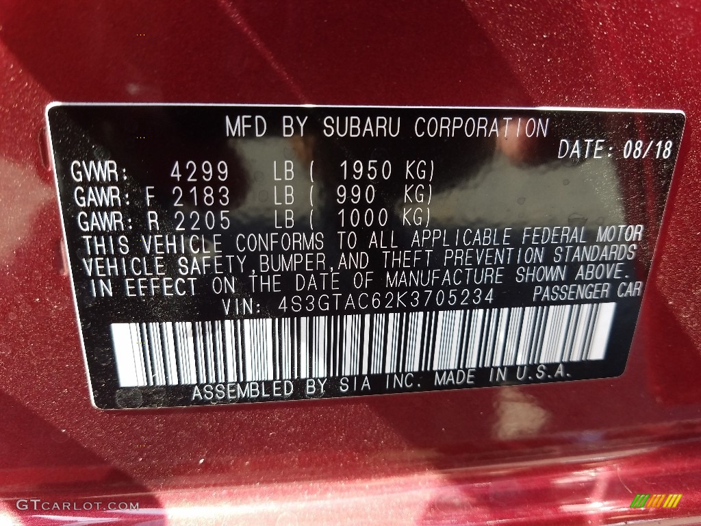 2019 Impreza 2.0i Premium 5-Door - Crimson Red Pearl / Ivory photo #9