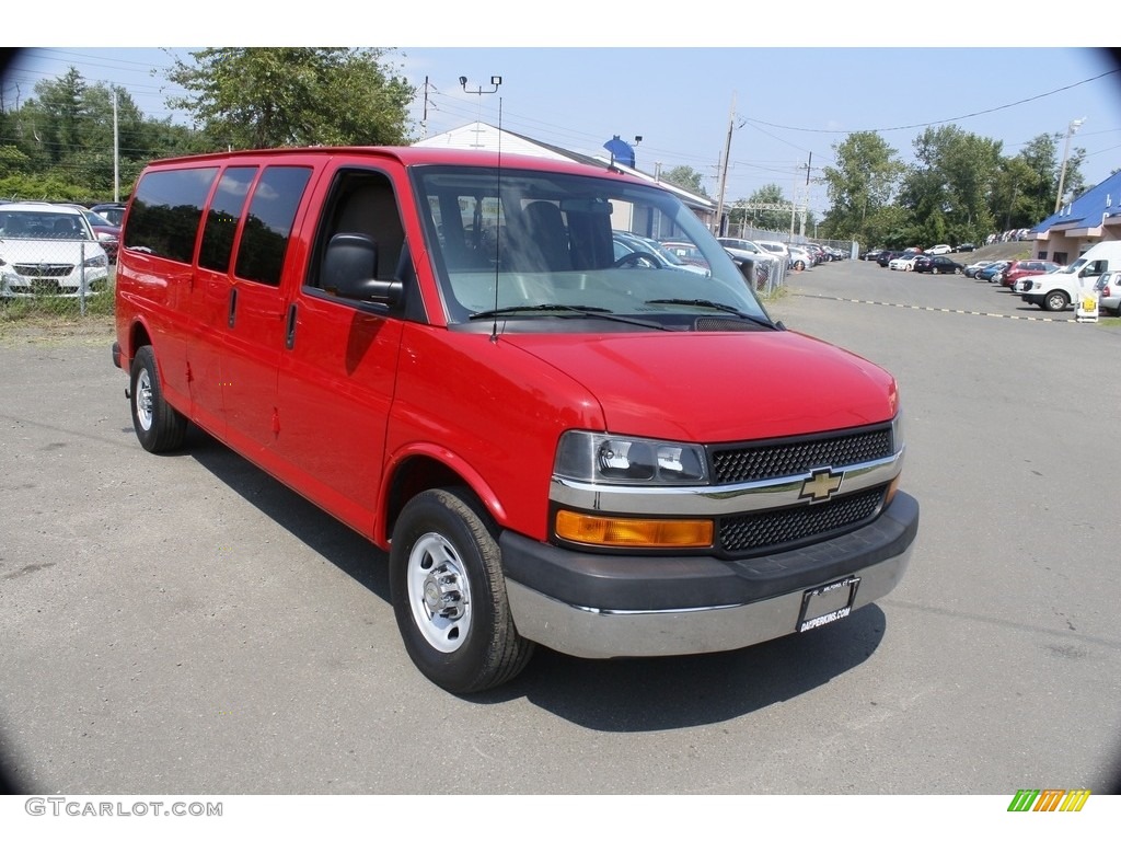 2011 Express LT 3500 Extended Passenger Van - Victory Red / Medium Pewter photo #1