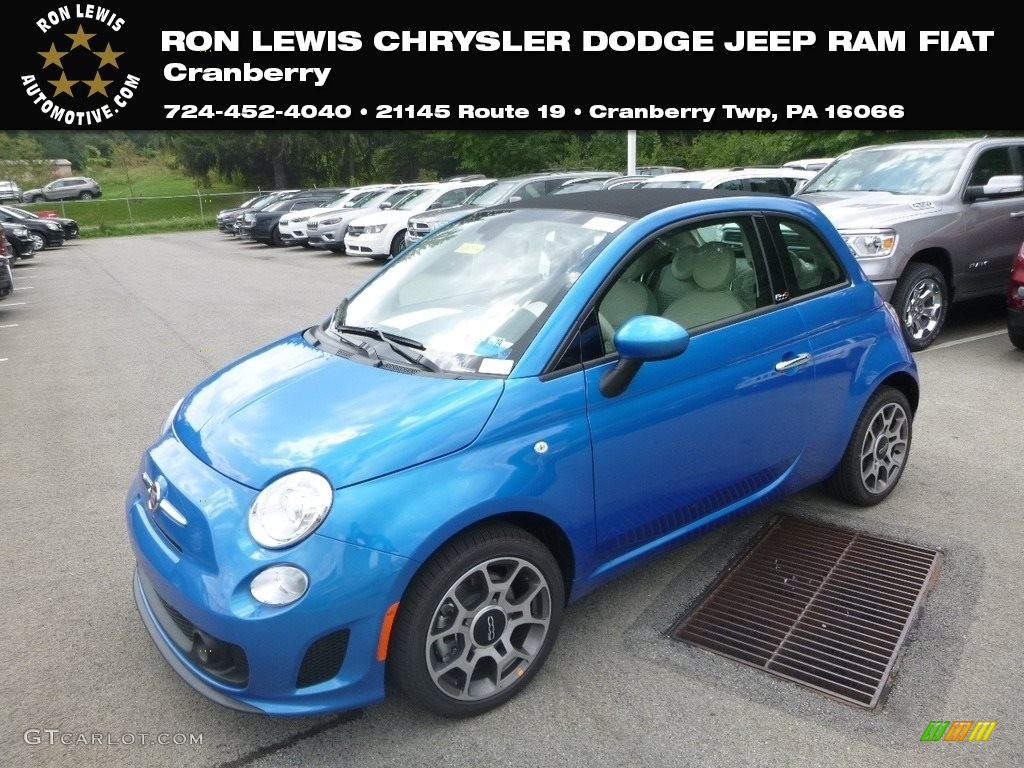2018 500 Pop Cabrio - Laser Blue Metallic / Nero (Black) photo #1