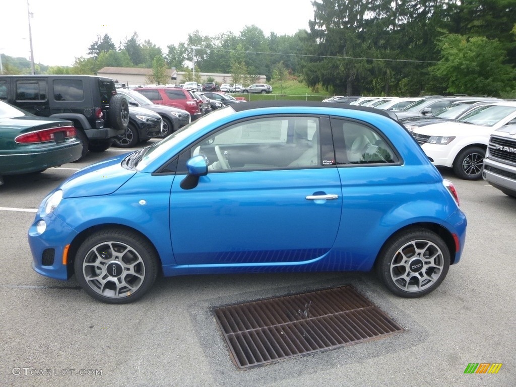 Laser Blue Metallic 2018 Fiat 500 Pop Cabrio Exterior Photo #129051610