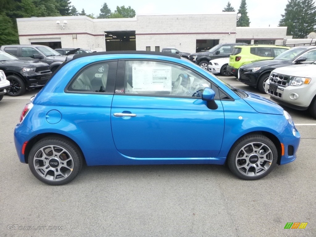 Laser Blue Metallic 2018 Fiat 500 Pop Cabrio Exterior Photo #129051718