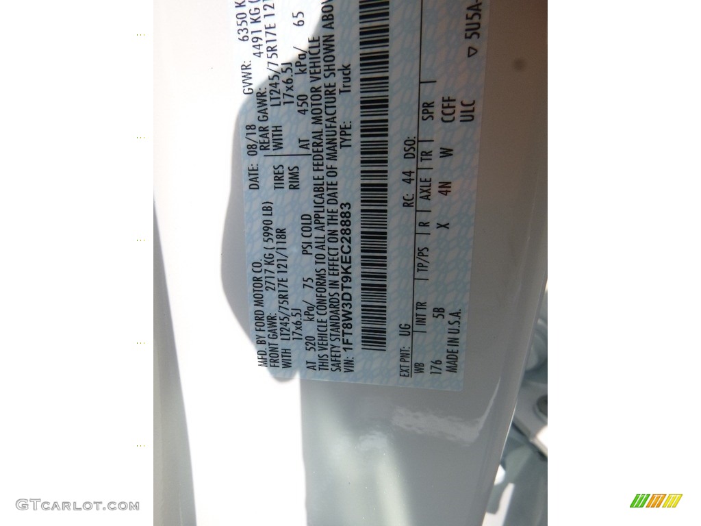 2019 F350 Super Duty Color Code UG for White Platinum Photo #129065638