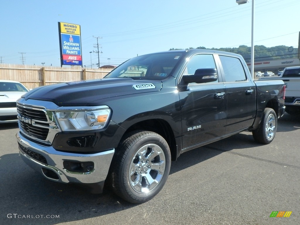 2019 1500 Big Horn Crew Cab 4x4 - Black Forest Green Pearl / Black/Light Mountain Brown photo #1