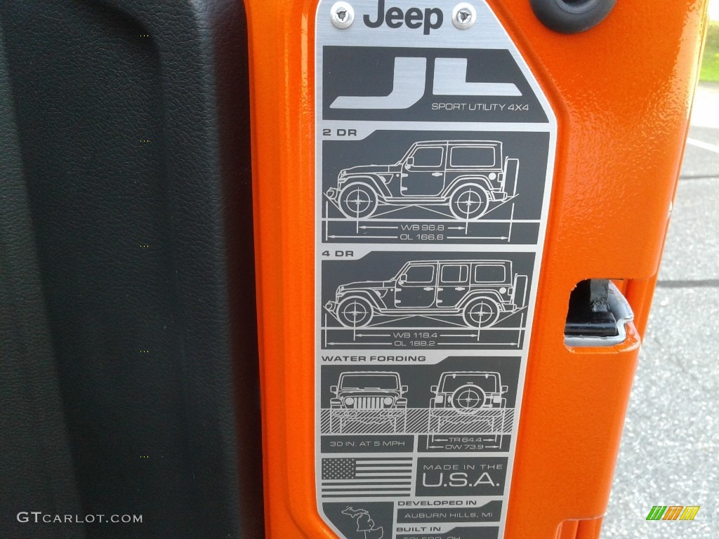 2018 Jeep Wrangler Unlimited Sport 4x4 Info Tag Photo #129088545