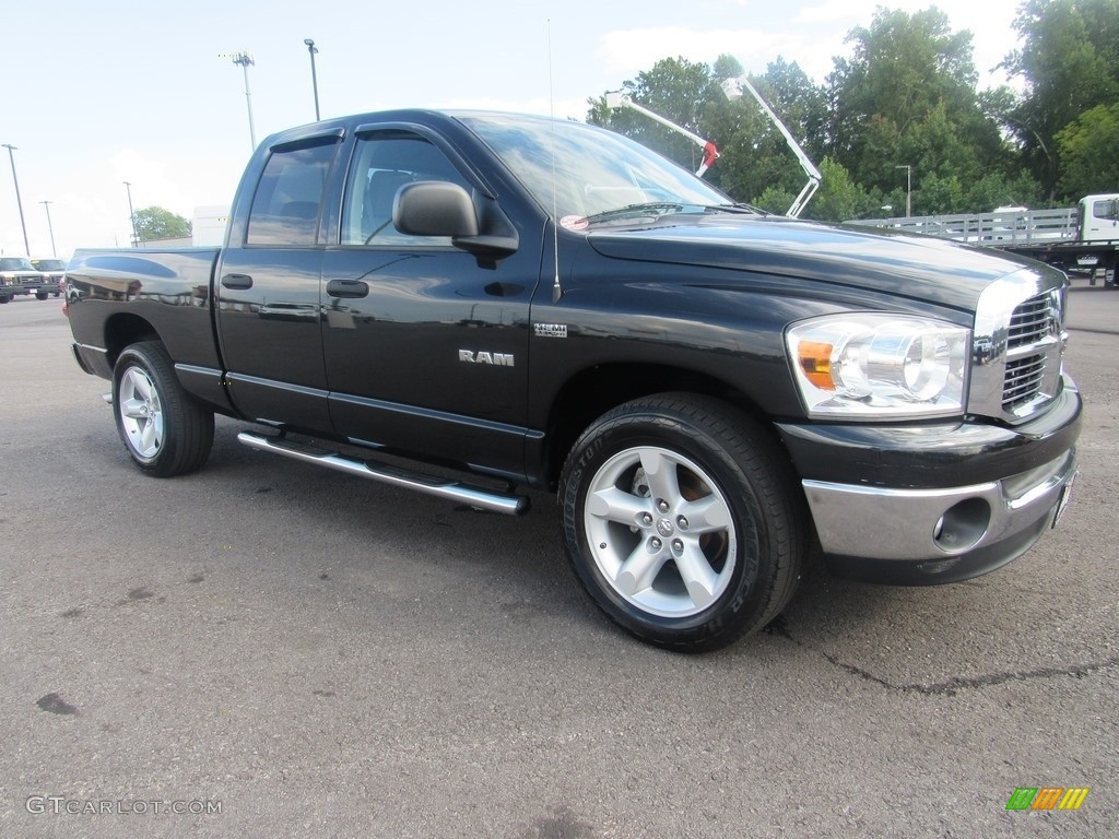 2008 Ram 1500 SLT Quad Cab - Brilliant Black Crystal Pearl / Medium Slate Gray photo #10