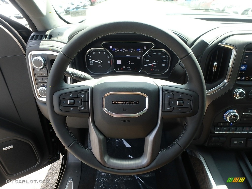 2019 GMC Sierra 1500 Denali Crew Cab 4WD Jet Black Steering Wheel Photo #129100713