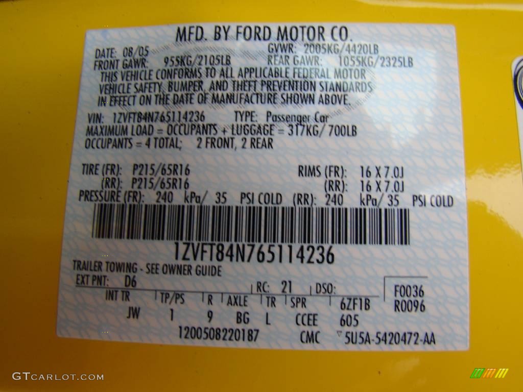 2006 Mustang V6 Premium Convertible - Screaming Yellow / Dark Charcoal photo #18